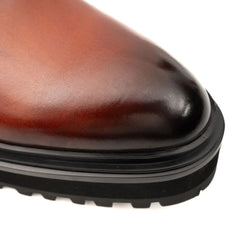 Brown Burnished Leather Chelsea Boot