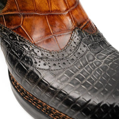 Brown Crocodile Leather Boots Goodyear Norwegian Welt 8013