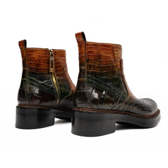Brown Crocodile Leather Boots Goodyear Norwegian Welt 8013