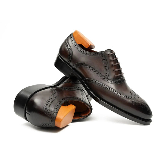 Brown Men's Goodyear Welted Brogue Leather Shoes