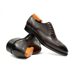 Brown Men's Goodyear Welted Brogue Leather Shoes