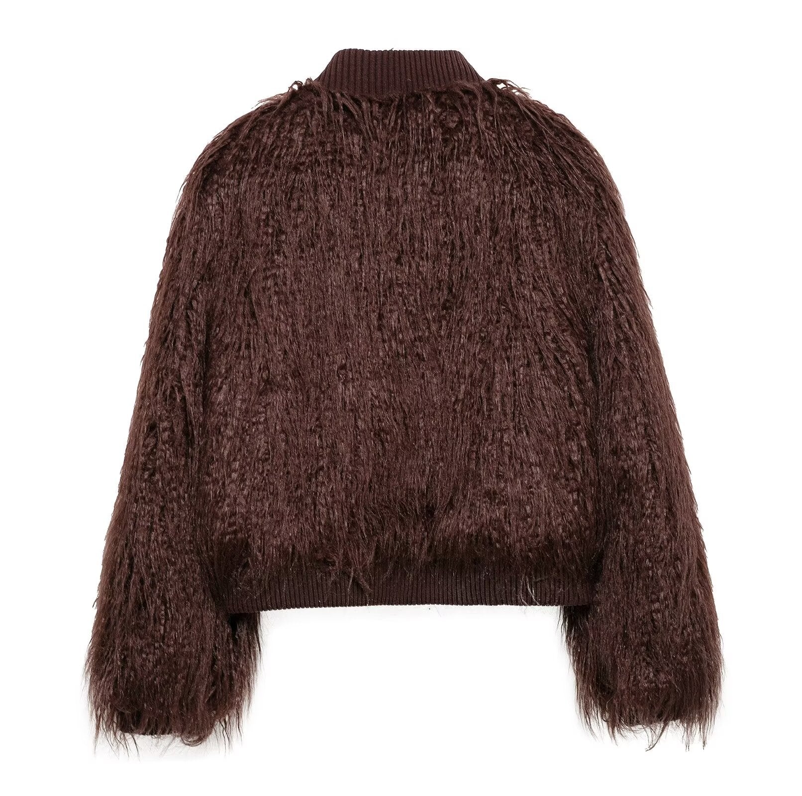 Brown Stand-Up Collar Jacket For Women, Gramercy, BYMANYC New York.