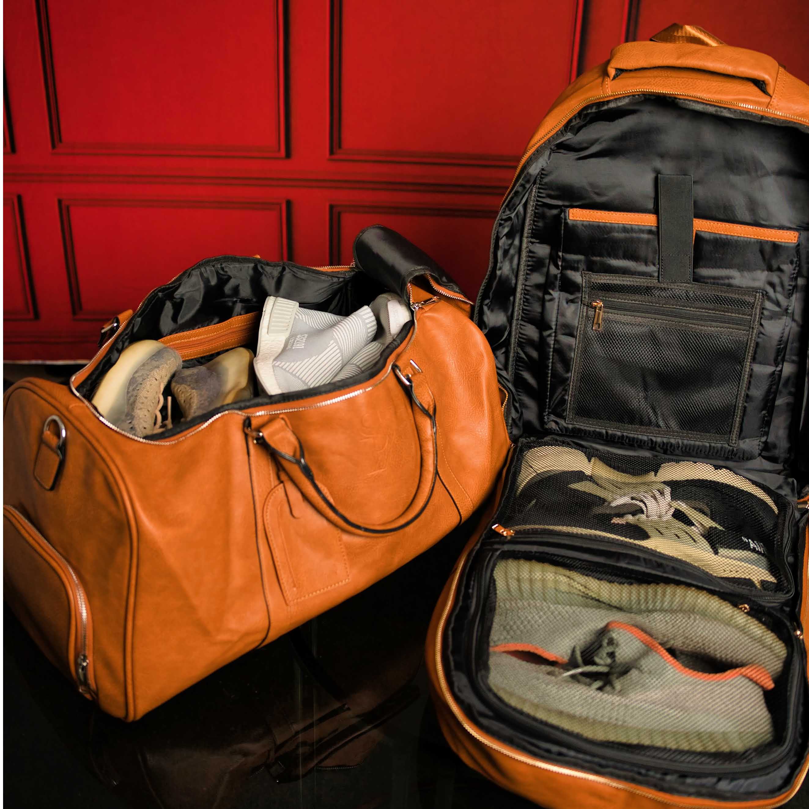Brown Leather Patented Carry-on Bag (XL Design)