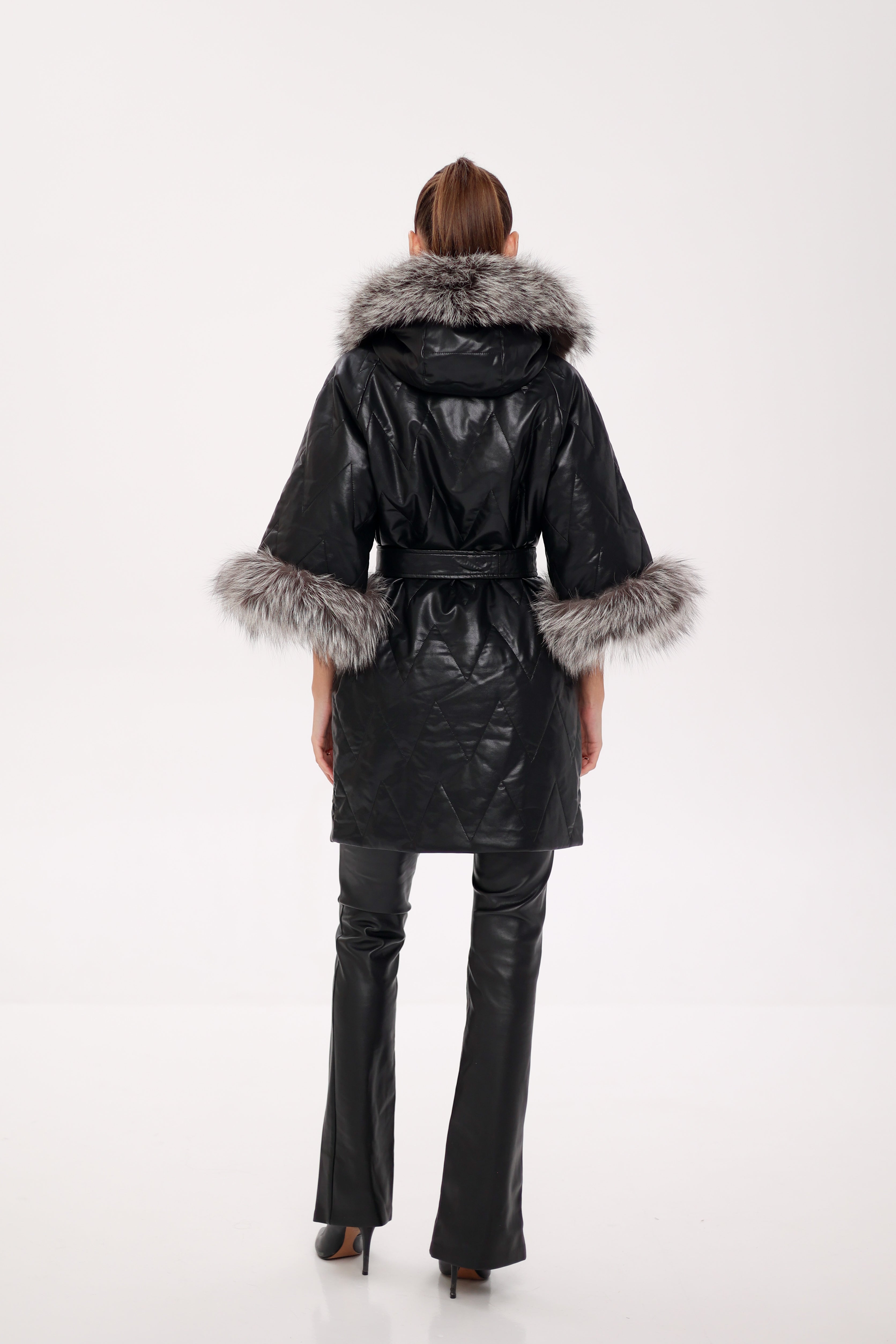 Genuine Silver Fox Eco-Leather Coat with Sleeve Extenders Alaska® Outerwear Company