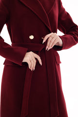 Denise Cashmere Blend Overcoat in Bordeaux