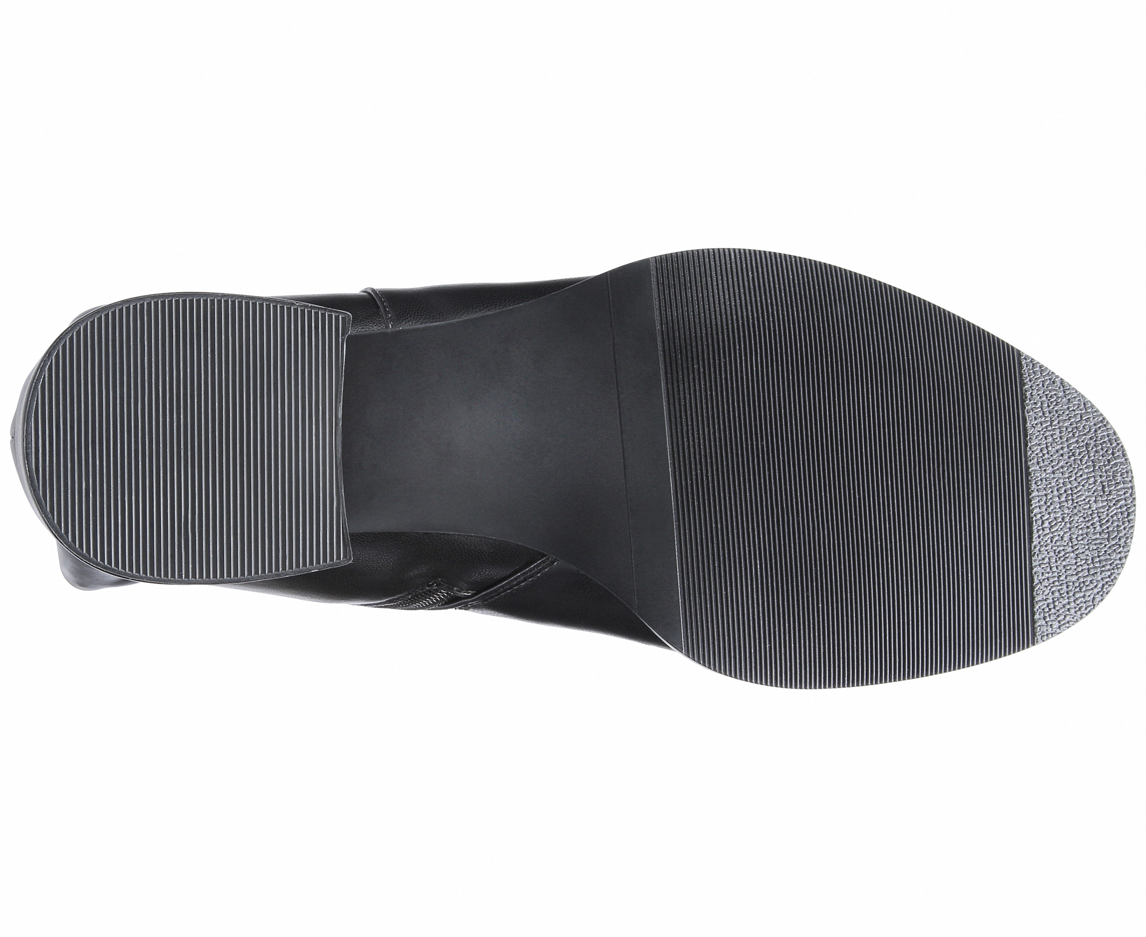 Close-up of a black shoe sole on a white background