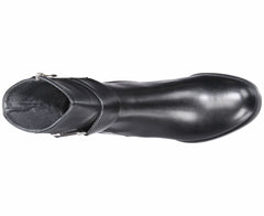 Black leather boot on a white background
