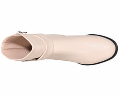 Beige ankle boot on a white background