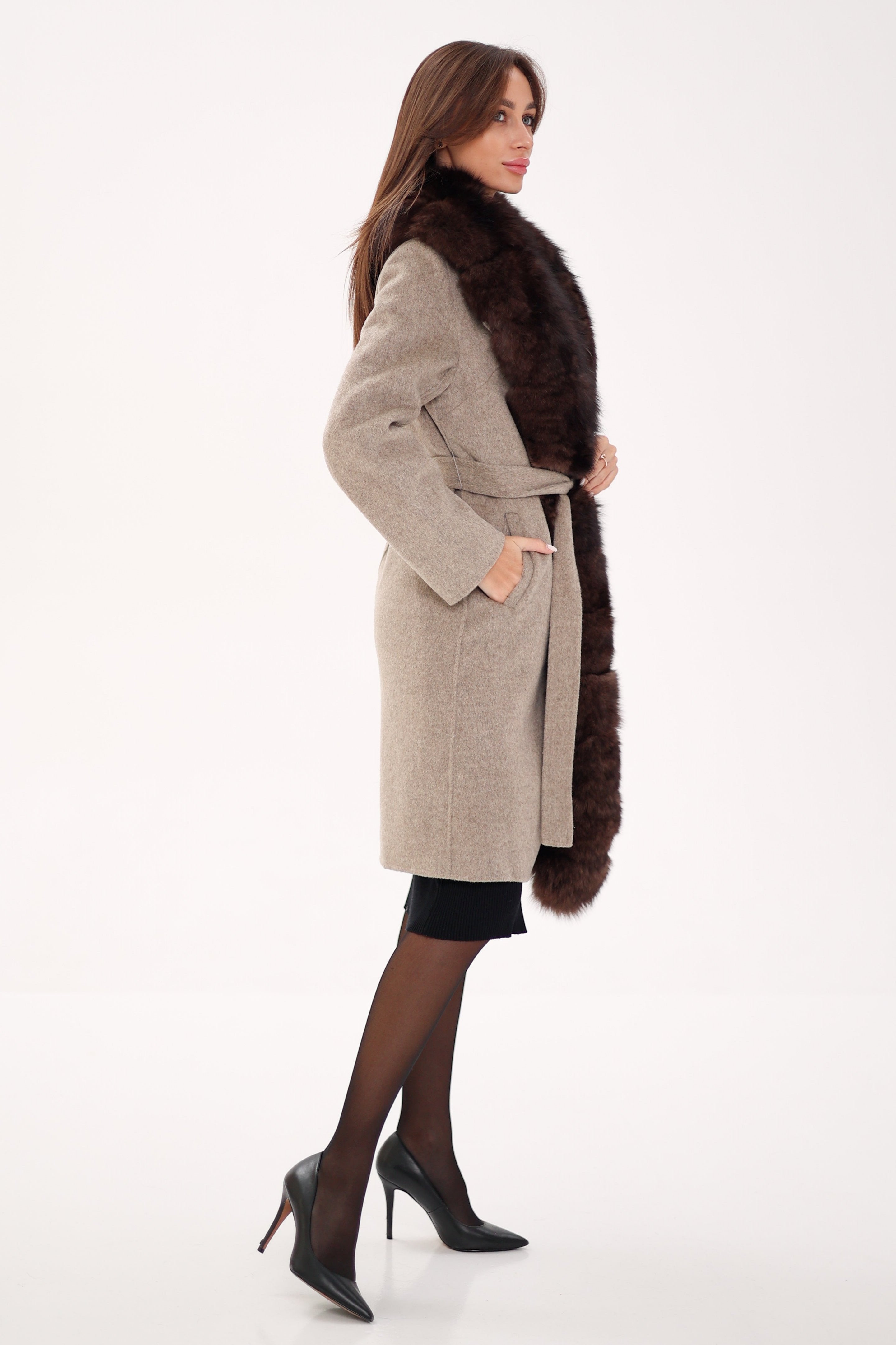 Genuine Polar Fox Fur Virgin Wool Coat Alaska® Outerwear Company