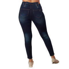 Dark blue jeans on a white background