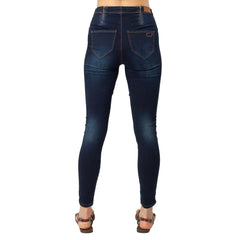 Dark blue jeans on a white background