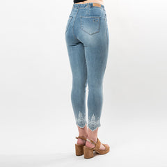 Embroidered Crystals Hem Capris