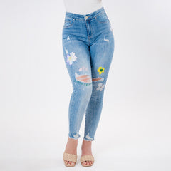 Embellished Distressed Capris