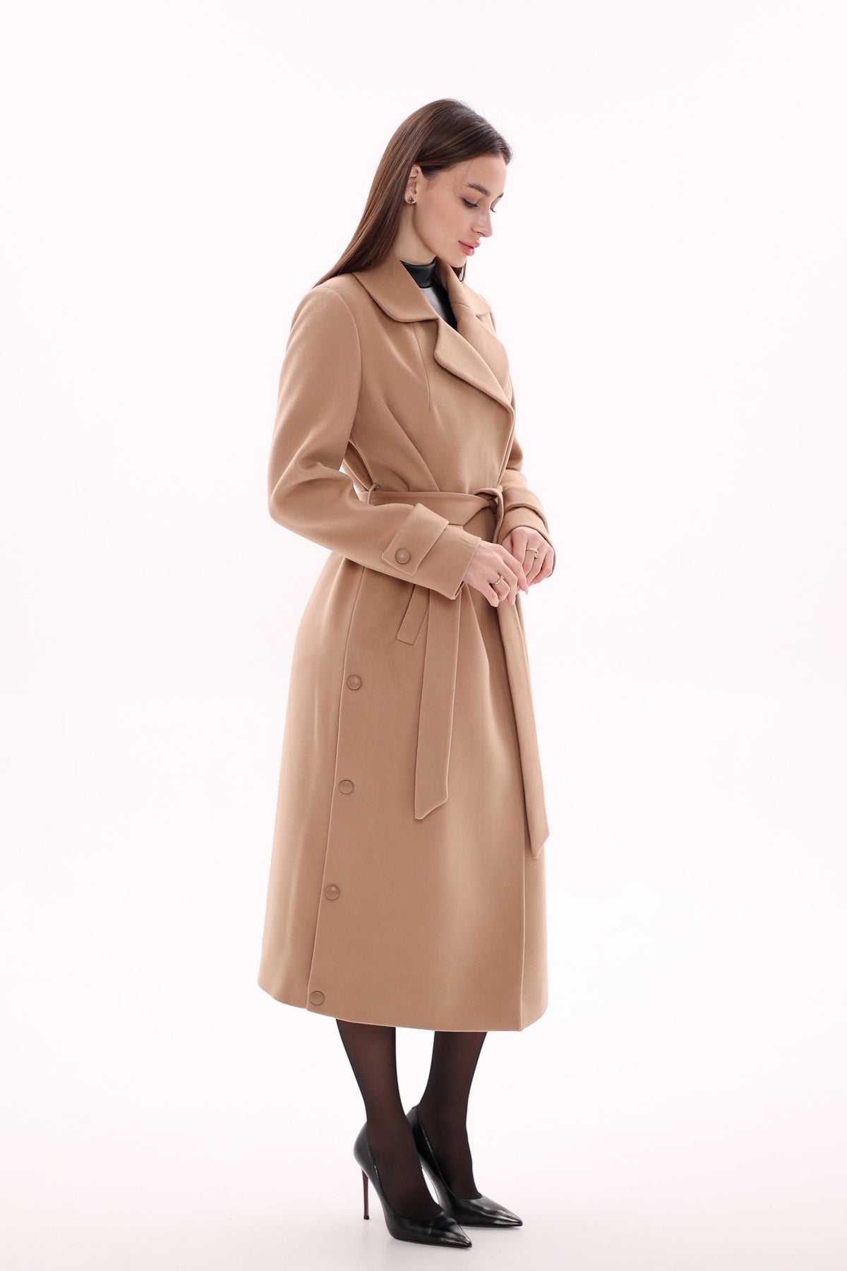 Camille Cashmere Blend Coat in Camel