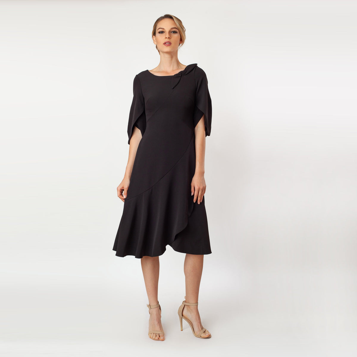 Tulip Sleeve T-length Fit & Flare Dress