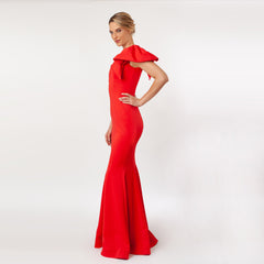 One Shoulder Bow Sleeve Gown
