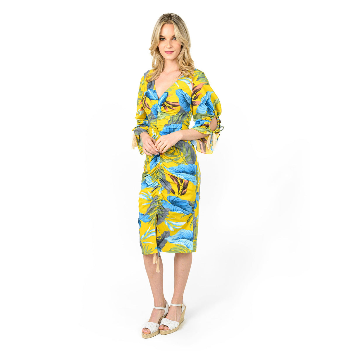 Rouched Front Midi Sheath