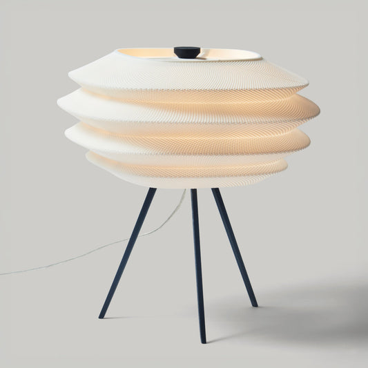 Modern table lamp with a unique design on a gray background