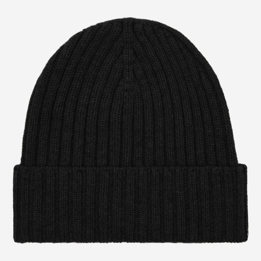 Milano (black) - Italian cashmere ribbed beanie (unisex) - alternate view