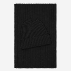 Milano (black) - Italian 100% cashmere ribbed beanie (unisex)