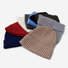 Milano (navy blue) - Italian 100% cashmere ribbed beanie (unisex)