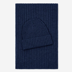 Milano (navy blue) - Italian 100% cashmere ribbed beanie (unisex)