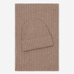 Milano (brown) - Italian 100% cashmere ribbed beanie (unisex)