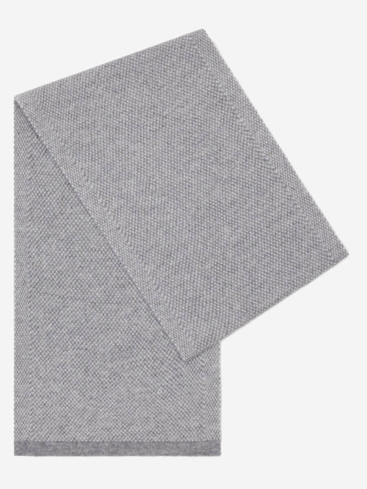 Folded gray cashmere scarf on a white background