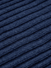 Napoli (navy blue) - Italian 100% cashmere ribbed scarf (unisex)