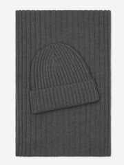 Napoli (dark grey) - Italian 100% cashmere ribbed scarf (unisex)