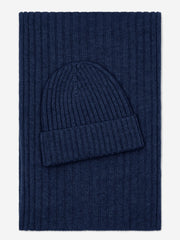 Napoli (navy blue) - Italian 100% cashmere ribbed scarf (unisex)