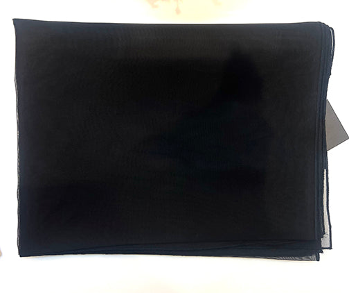 Black fabric swatch on a white background