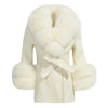Wintermantel aus Wolle für Kinder mit Kragen und Ärmelbündchen aus natürlichem Fuchspelz