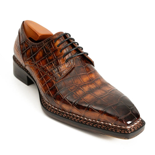 Classic Brown Crocodile Norwegian Derby Shoes