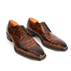 Classic Brown Crocodile Norwegian Derby Shoes