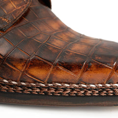 Classic Brown Crocodile Norwegian Derby Shoes