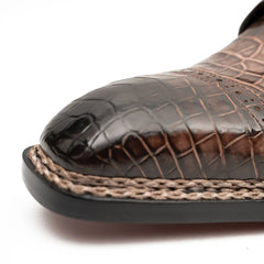 Coffee Crocodile Derby Shoes Goodyear Norwegian 8019