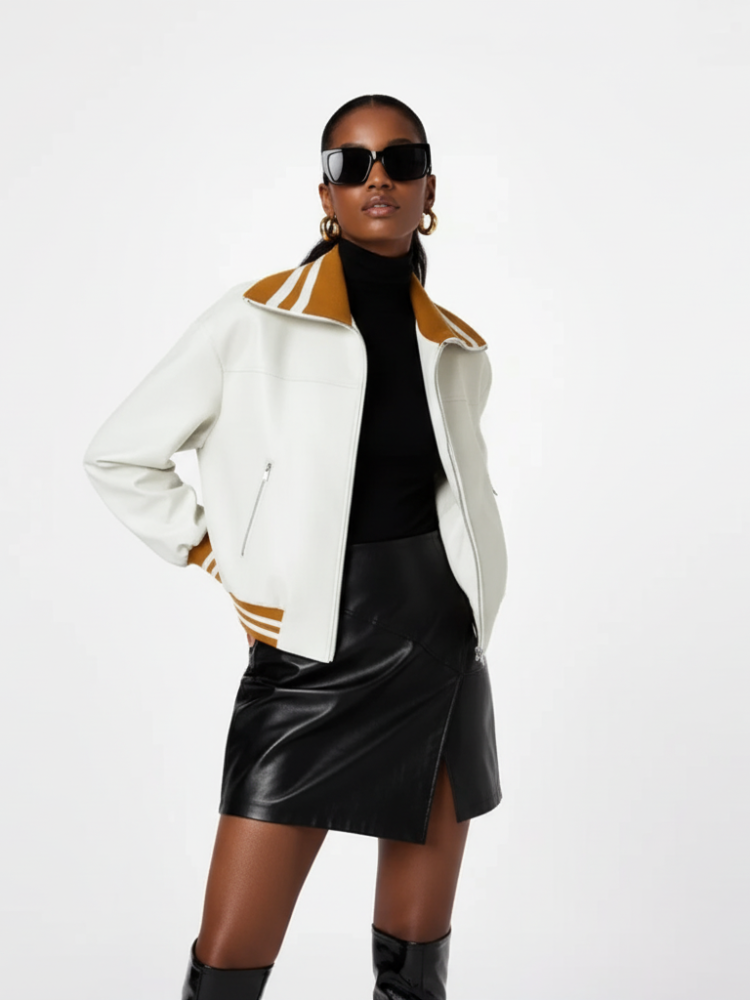 Color-block PU Leather Jacket, Soho | Women - BYMANYC ® New York