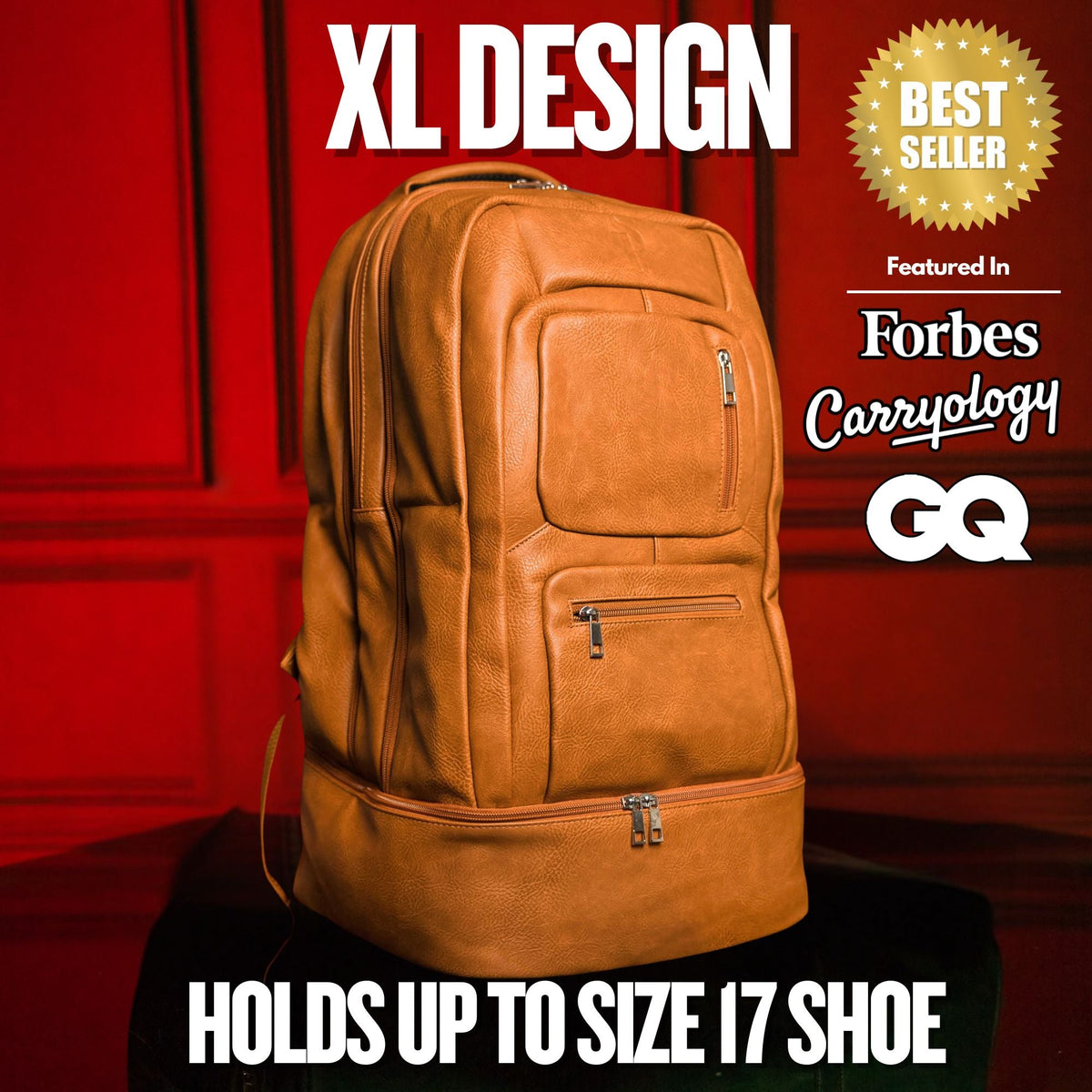 Brown Leather Patented Carry-on Bag (XL Design)