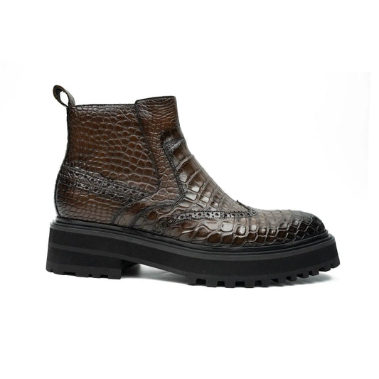 Crocodile - Skin Chelsea Boots with Chunky Sole