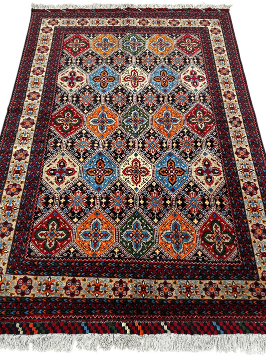 Hand-Knotted Afghani Kashi Wool Rug – 4’9″  x  6’10″ Rugistan