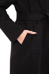 Cambridge Comfort Wraparound Wool Cashmere Coat in Black