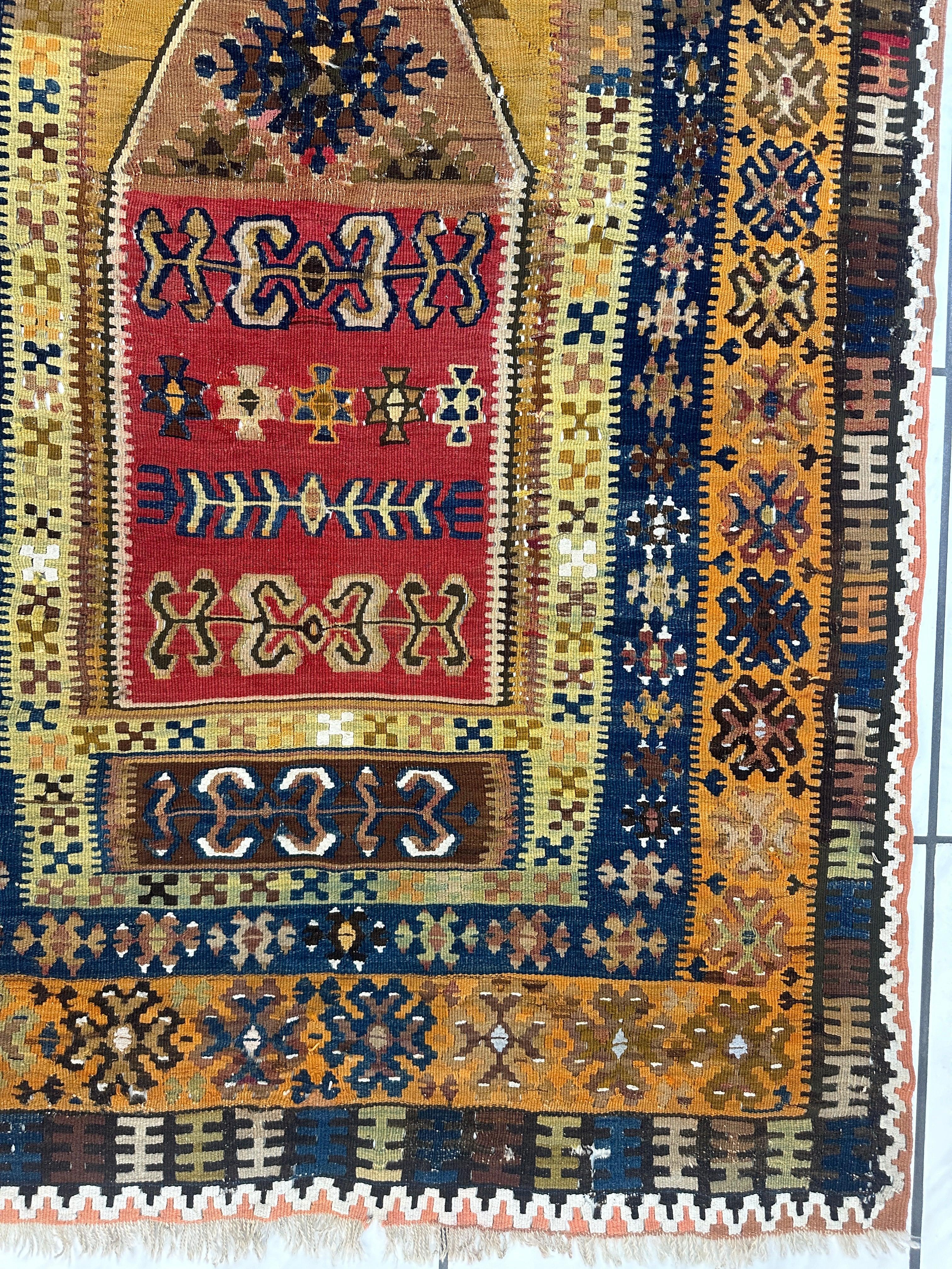 Antique Anatolian Wool Prayer Rug 4’ x 6’6” Rugistan