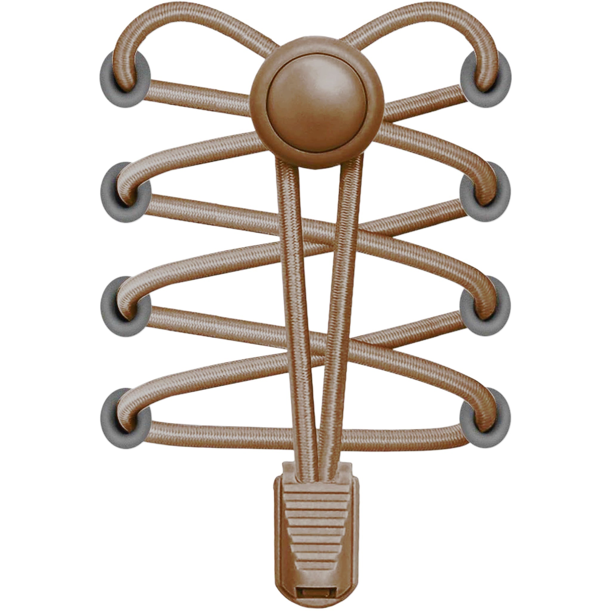 Brown hair clip holder with multiple arms on a white background