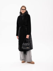 Kennedy Fringe Luxe Down Wool Blend Coat in Black Alaska® Outerwear Company