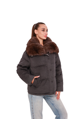 Elisa Genuine Polar Fox Fur Cashmere Effect Down Coat