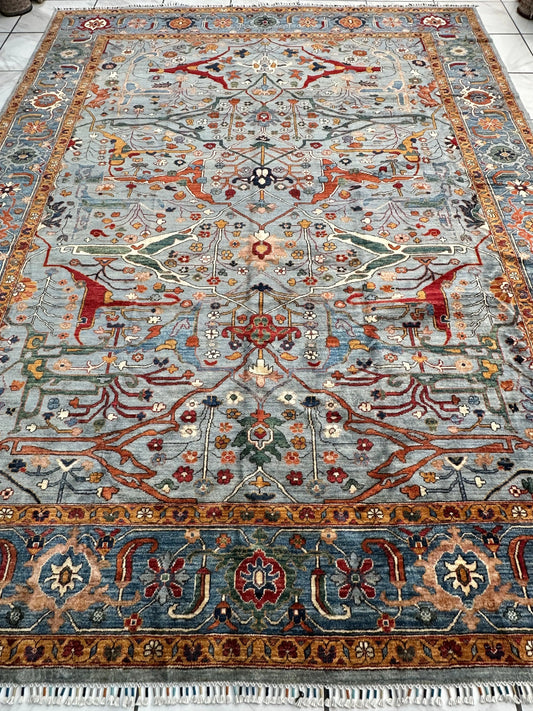 Hand-Knotted Trasitional Serapi Ghazni Wool Rug – 9’1” x 12’ – Intricate Floral Design Rugistan