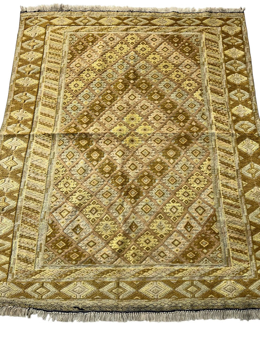 Hand-Knotted Afghani Nakhunak Wool Rug - 4' x 4'11" Rugistan