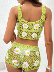 Daisy Print Bikini and Shorts Set For Women, Cutout, Greenpoint, BYMANYC New York. BYMANYC ® New York