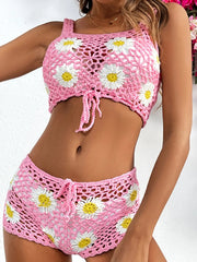 Daisy Print Bikini and Shorts Set For Women, Cutout, Greenpoint, BYMANYC New York. BYMANYC ® New York